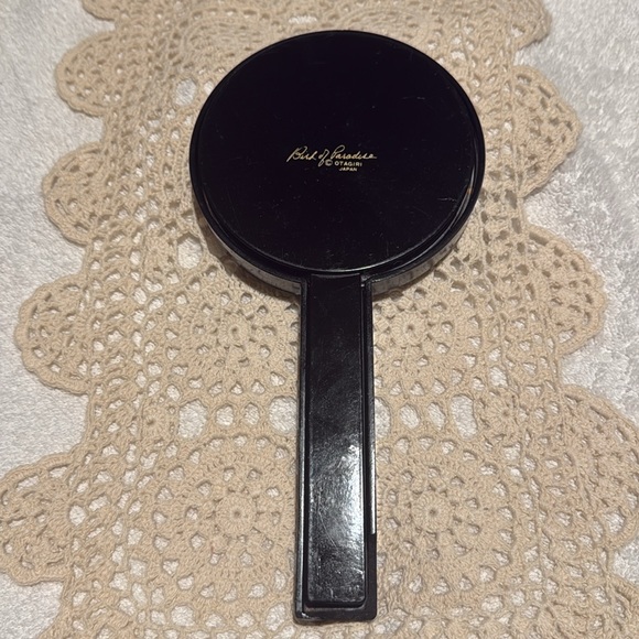 Vintage Otagiri Japan Nesting Double Hand Mirror Black Lacquer Bird Of Paradise - Picture 4 of 10